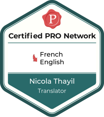 Nicola Thayil, French to English translator Proz Certified Pro